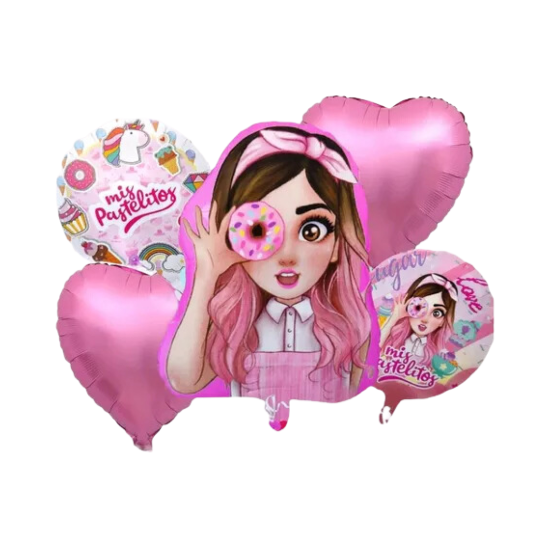 Kit Set 5 Globos Mis Pastelitos