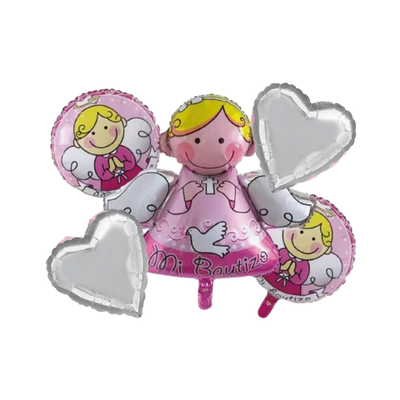 Kit Set 5 Globos Mi Bautizo Niña