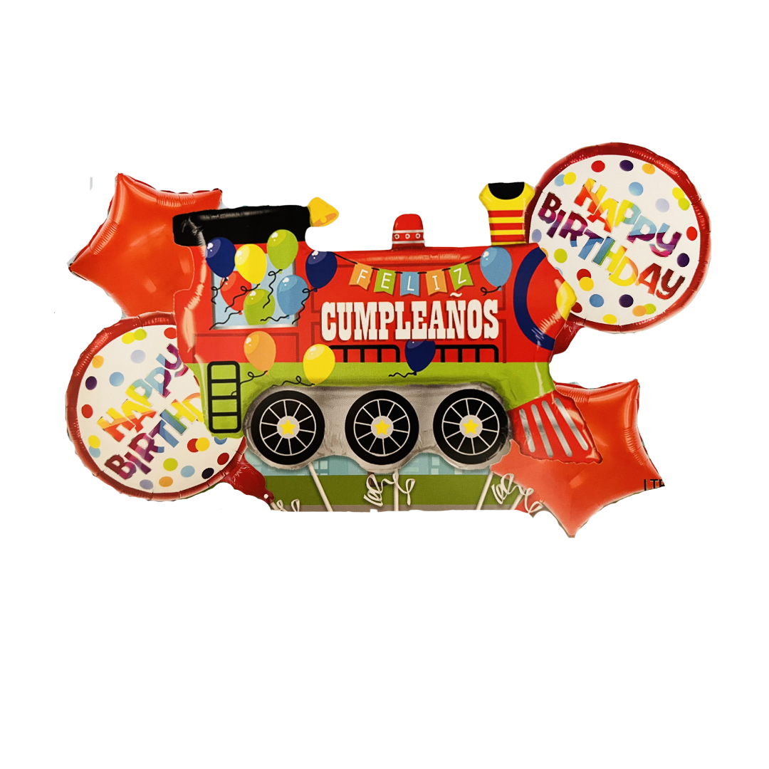 Kit Set 5 Globos Tren Cumpleaños