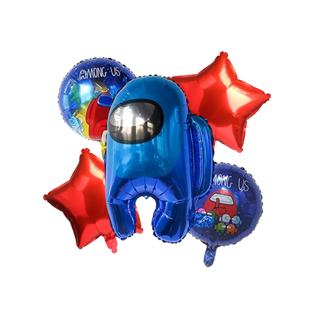 Kit Set 5 Globos Among Us Azul