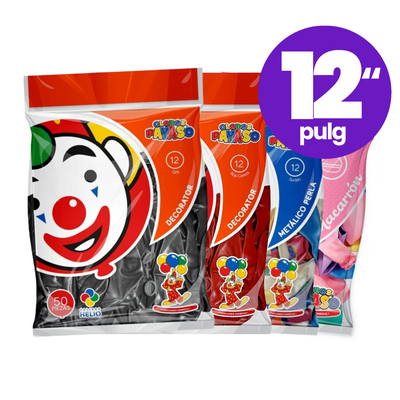 Globos Payaso #12 C/50 pz | Diferentes Colores