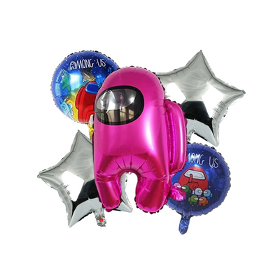 Kit Set 5 Globos Among Us Rosa