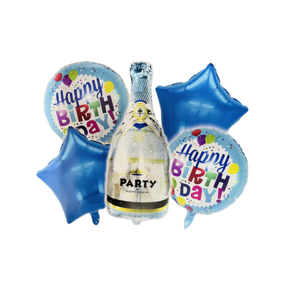 Kit Set 5 Globos Botella plata