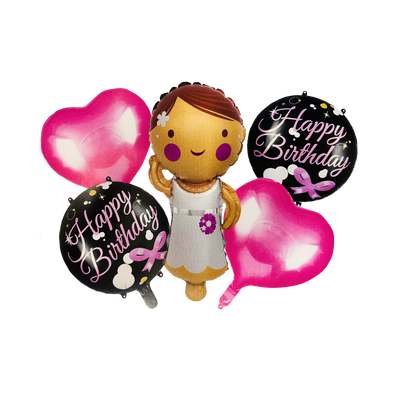 Kit Set 5 Globos Birthday Girl