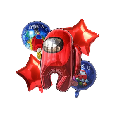 Kit Set 5 Globos Among Us Rojo