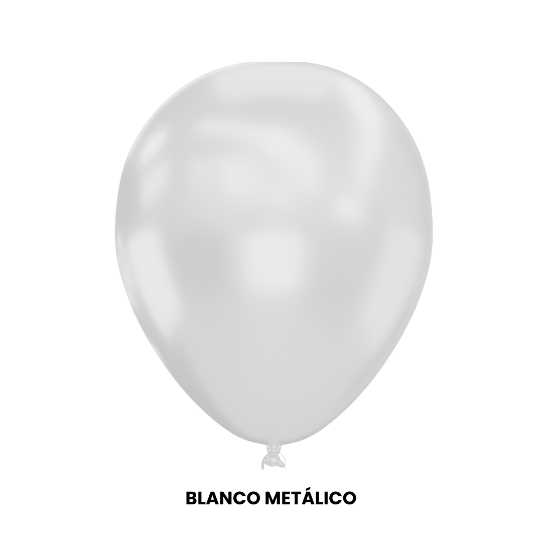 Globos de Látex Glomex #12 C/50 | Cromados Blanco Metálico