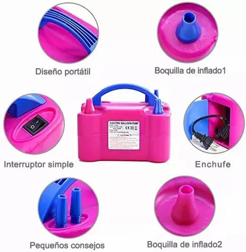 Bomba Infla Globos Eléctrica Rosa con Azul - San Jorge Party
