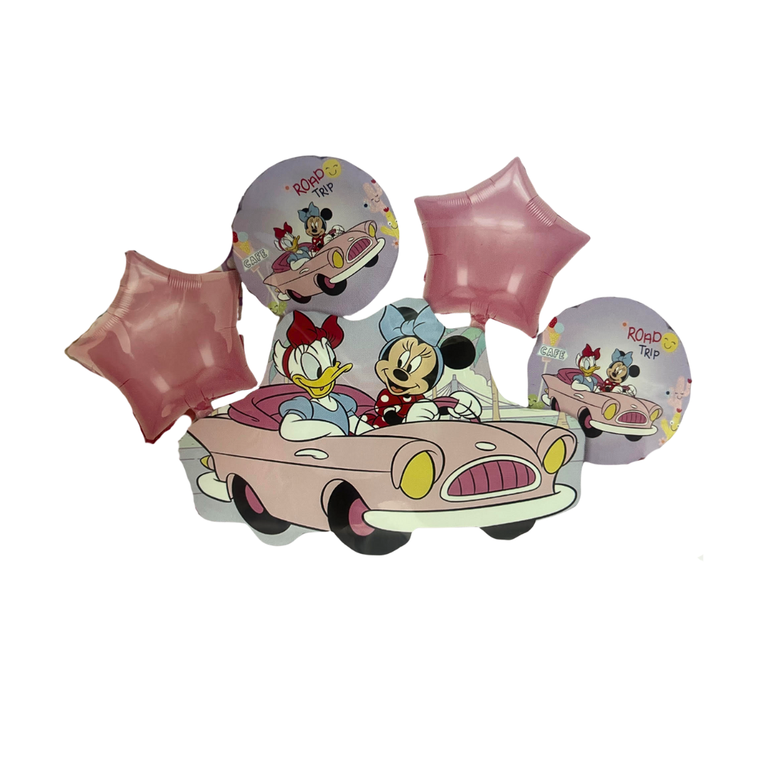 Kit Set 5 Globos Carro Minnie Mouse