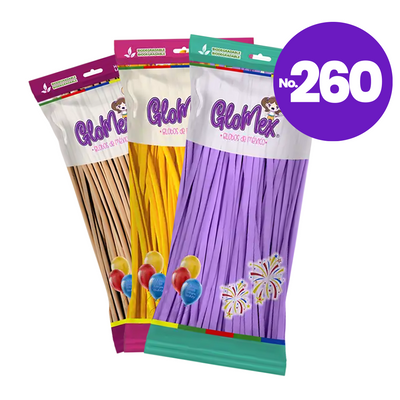 Globos de Látex Glomex #260 C/100 | Diferentes Gamas