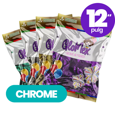 Globos de Látex Glomex #12 C/50 | Cromados