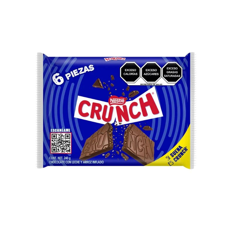 Crunch Nestlé chocolate con arroz inflado bolsa 6 unidades