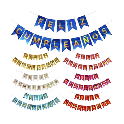 LETRERO BANDERÍN FELIZ CUMPLEAÑOS - San Jorge Party