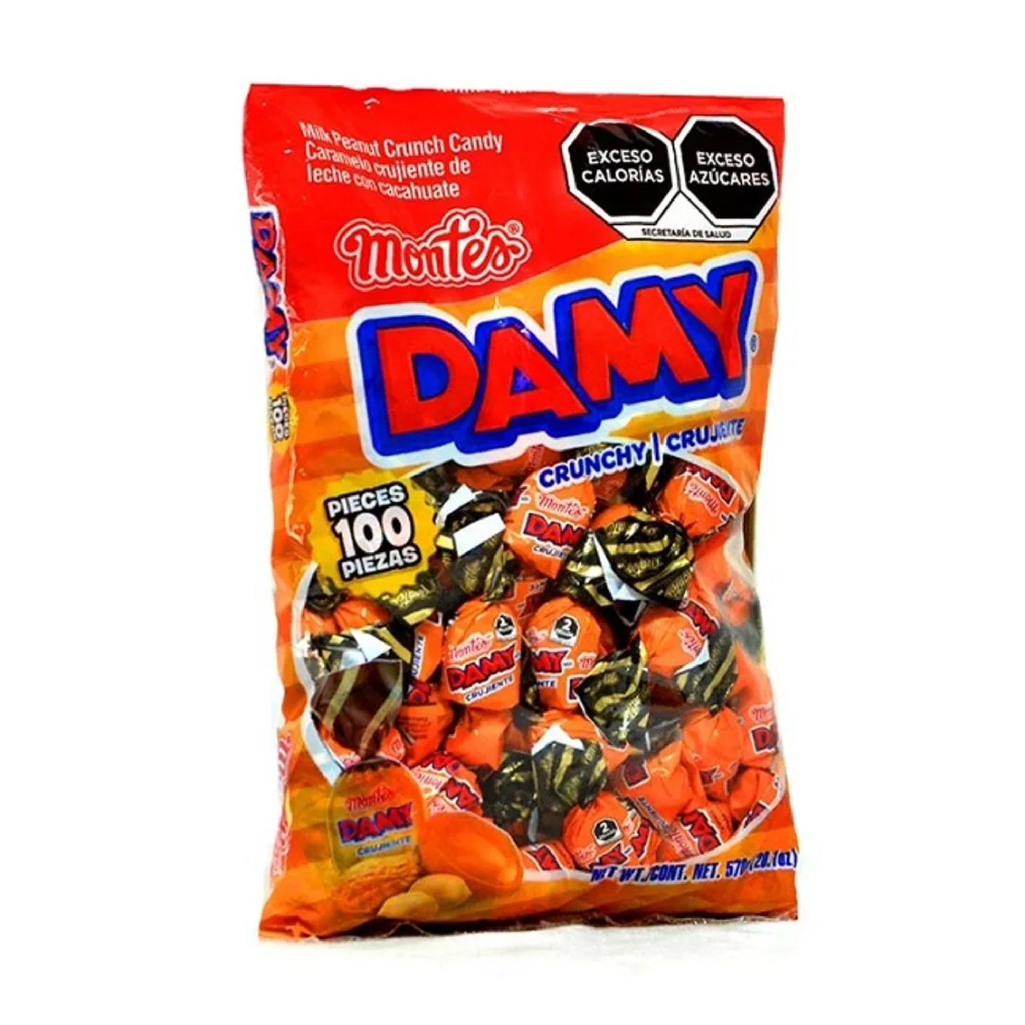 Caramelo crujiente Dulces Montes Damy Leche y Cacahuate 100 piezas