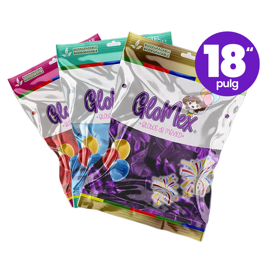 Globos de Látex Glomex #18 C/25 | Diferentes Gamas