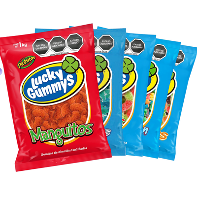 Lucky gummys Gomitas Variedas de Sabores Dulces Bolsa Granel 1 kg