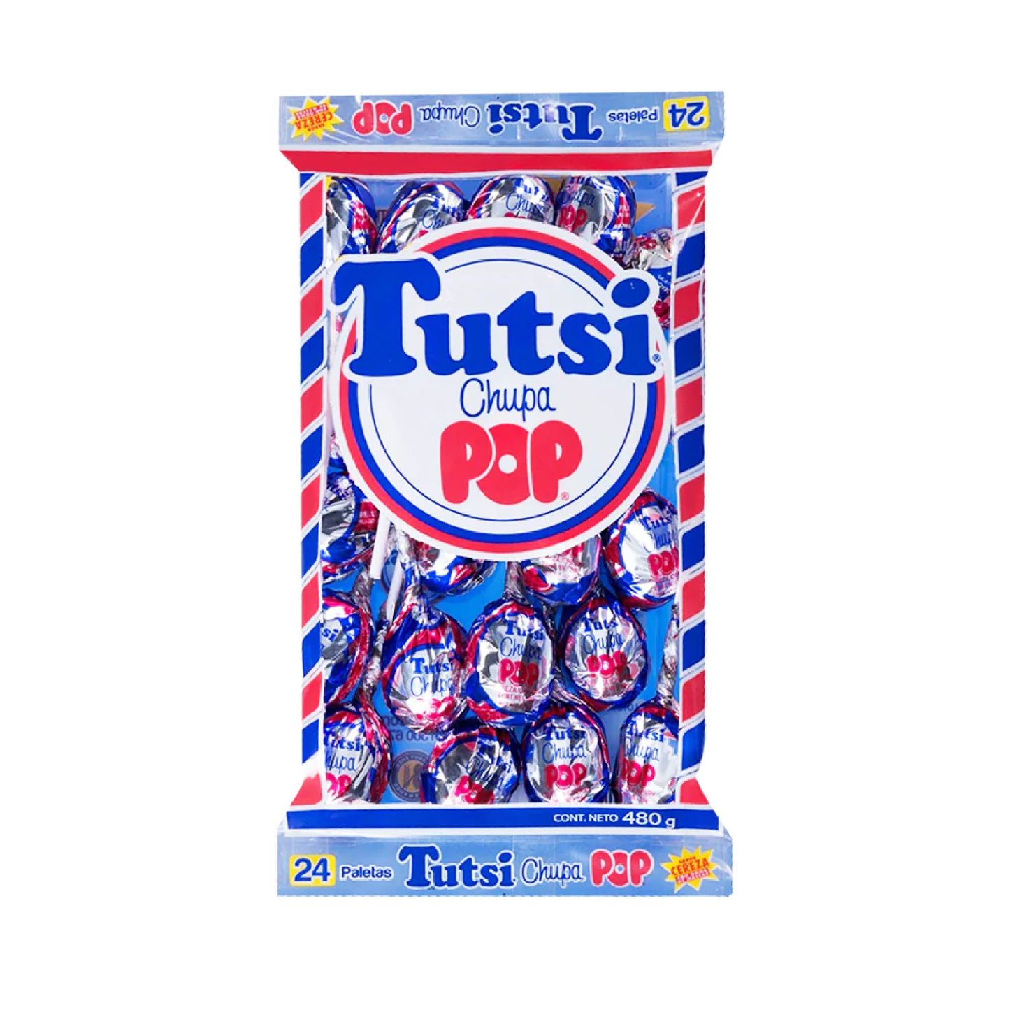 Tutsi Paleta Rellena Sabor Cereza 24 Piezas