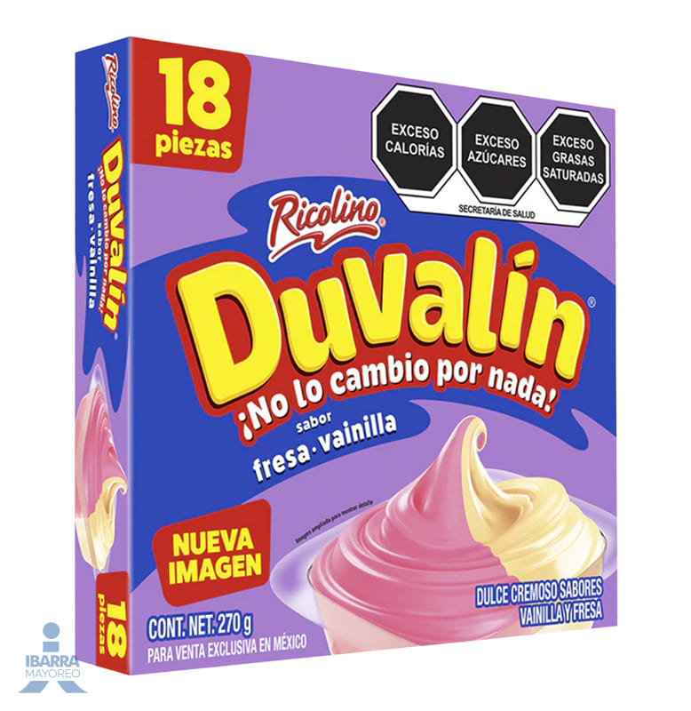 Ricolino Duvalin | Variedad de sabores Fresa y vainilla 18 pzs