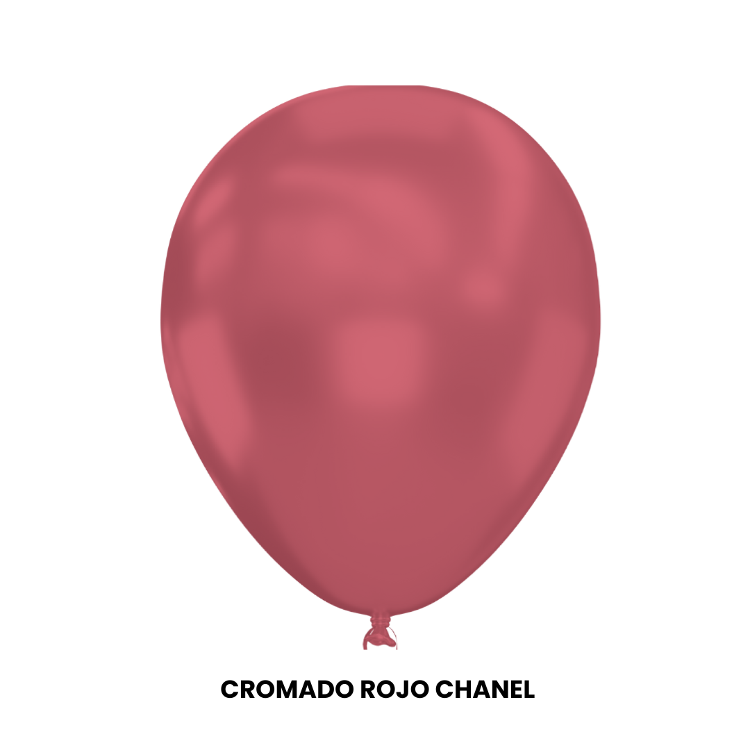 Globos de Látex Glomex #12 C/50 | Cromados Cromado Rojo Chanel