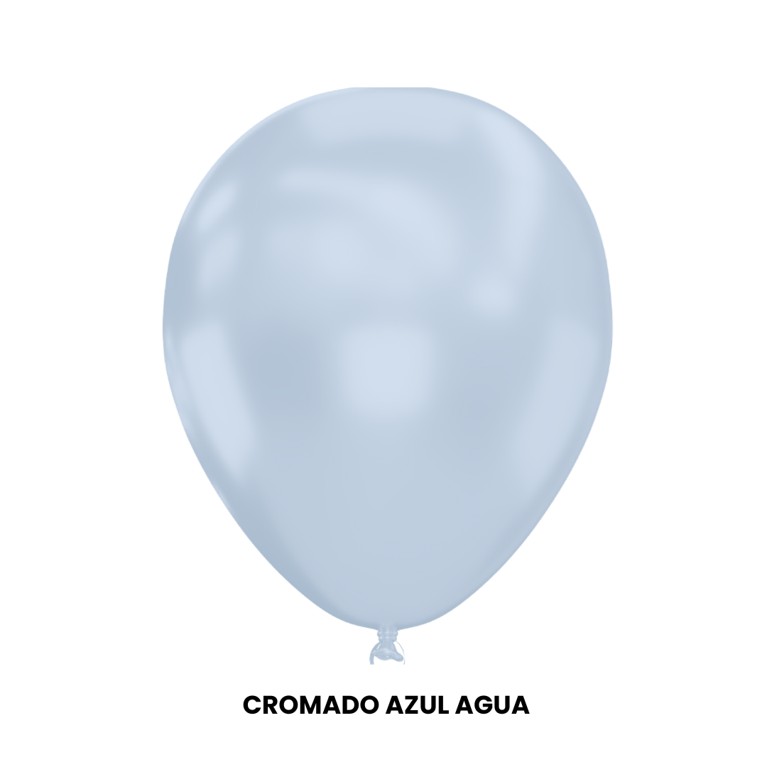 Globos de Látex Glomex #12 C/50 | Cromados Cromado Azul Agua