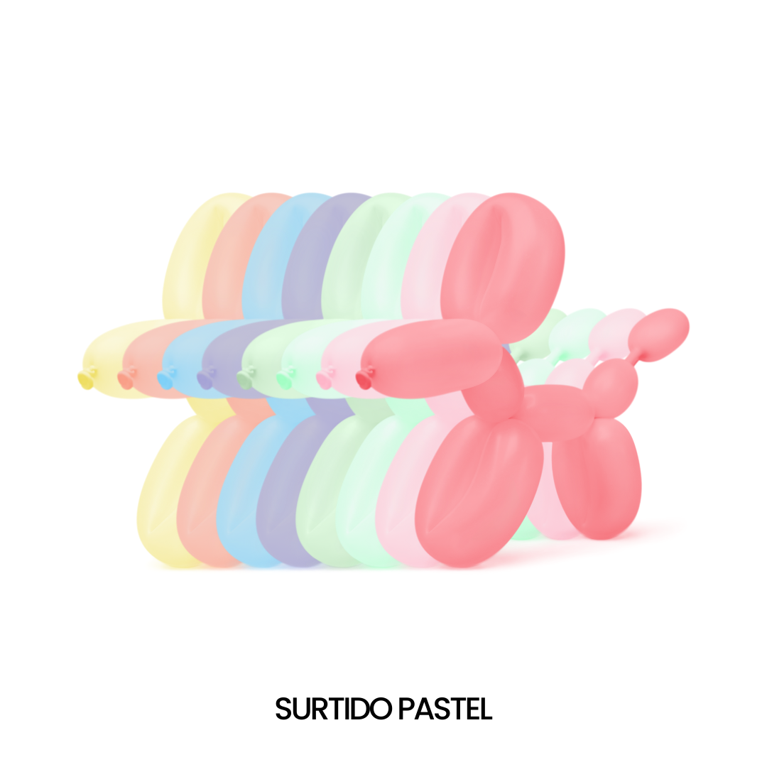 Bolsa de Globos Glomex #260 C/100 Pastel - San Jorge Party