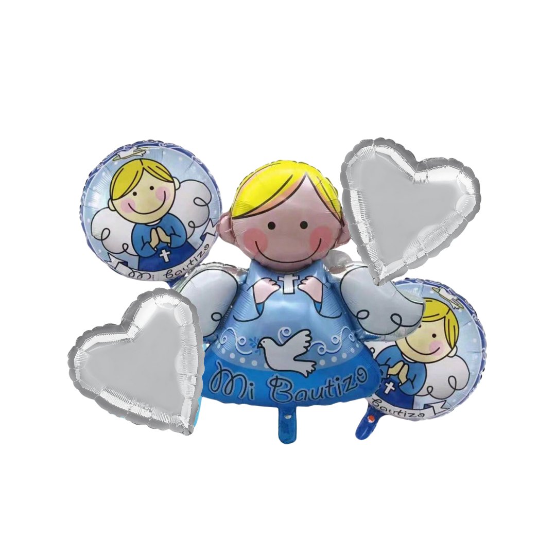 Kit Set 5 Globos Mi Bautizo Niño