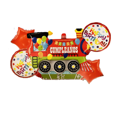 Kit Set 5 Globos Tren Cumpleaños