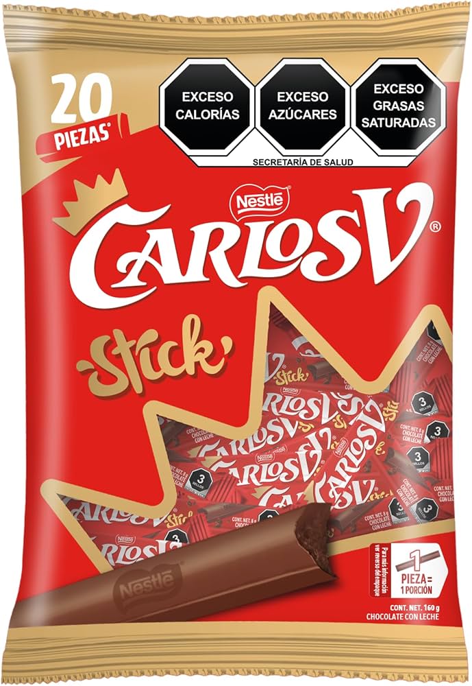 Carlos V Chocolate con Leche Stick Bolsa | Variedad Stick clásico 20 pzs