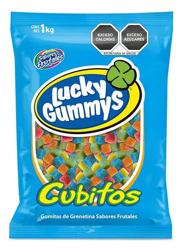 Lucky gummys Gomitas Variedas de Sabores Dulces Bolsa Granel 1 kg Cubitos