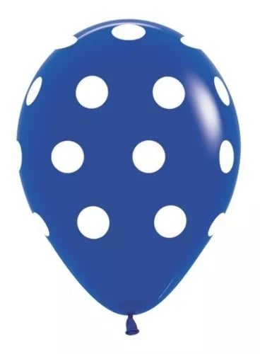 GLOBOS SEMPERTEX R12 DISEÑO POLKA DOTS AZUL REY 041 C/50 - San Jorge Party