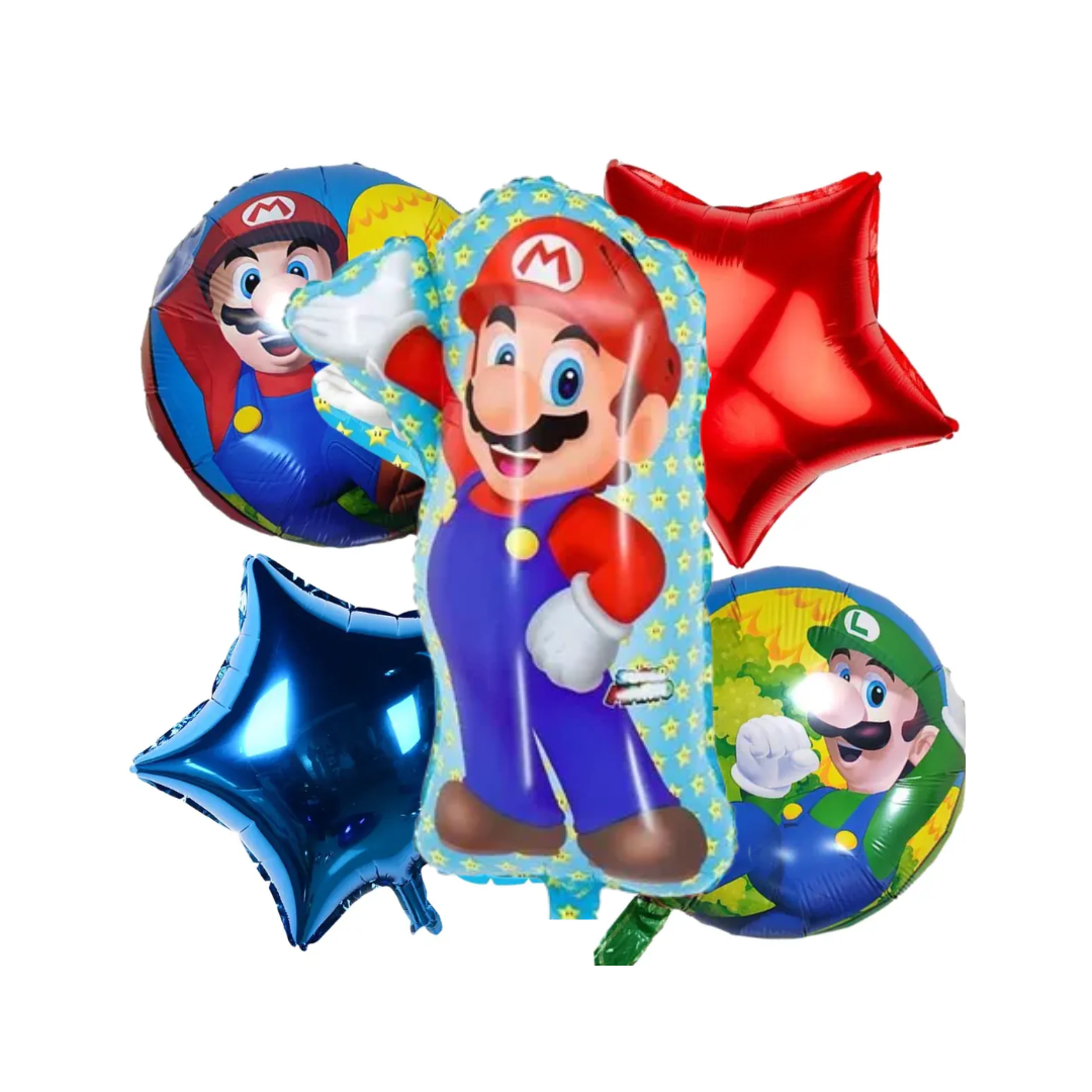 Kit Set 5 Globos Mario Bros