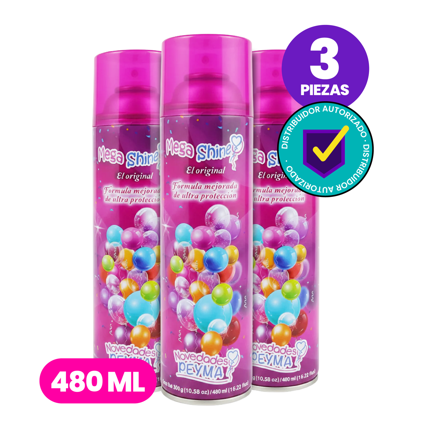 Pack 3 | Mega Shine Abrillantador De Globos 480 ml (3 piezas)