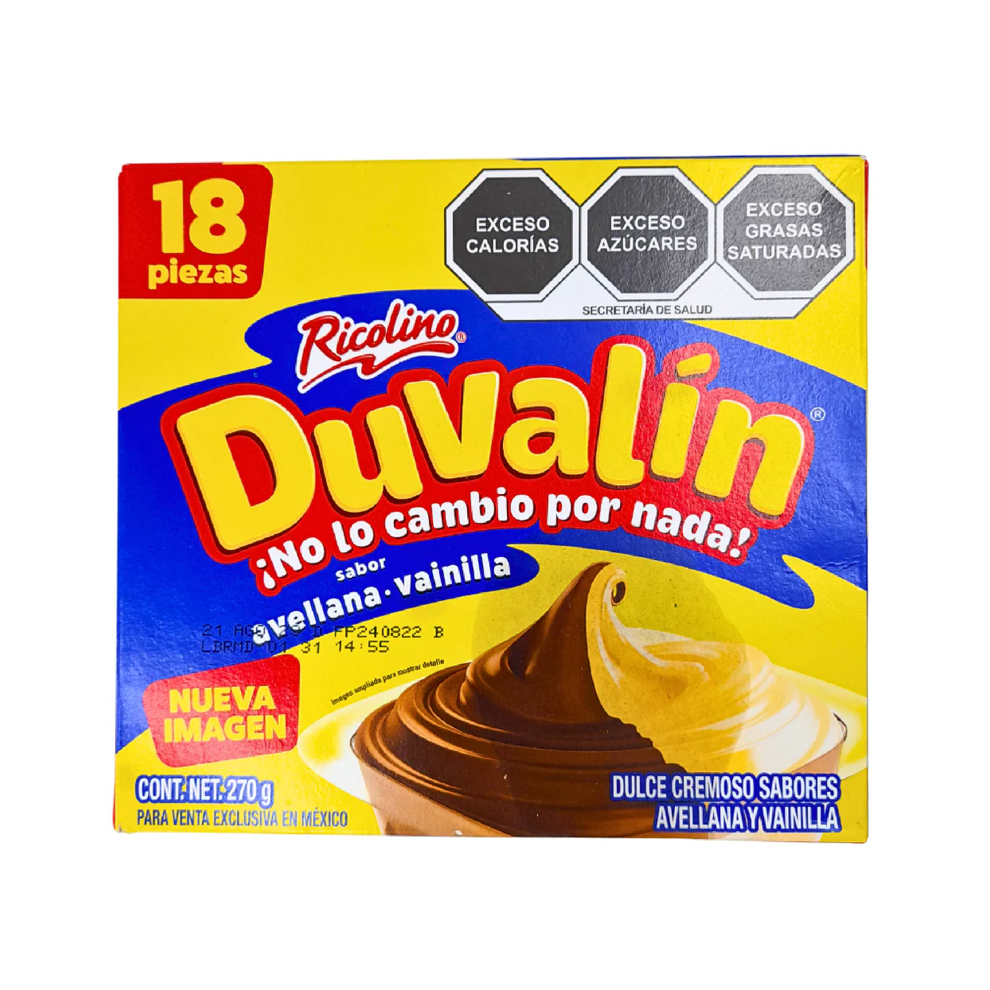 Duvalin Avellana Vainilla paquete con 18 piezas