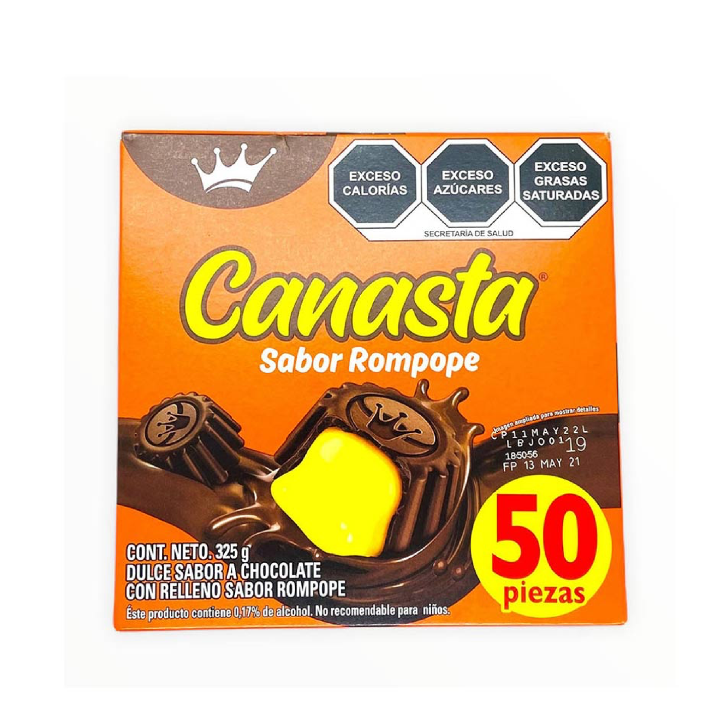 Chocolate Canasta Relleno Rompope Paquete Con 50 Piezas