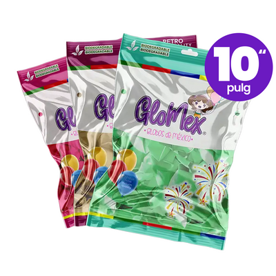 Globos de Látex Glomex #10 C/50 | Diferentes Gamas