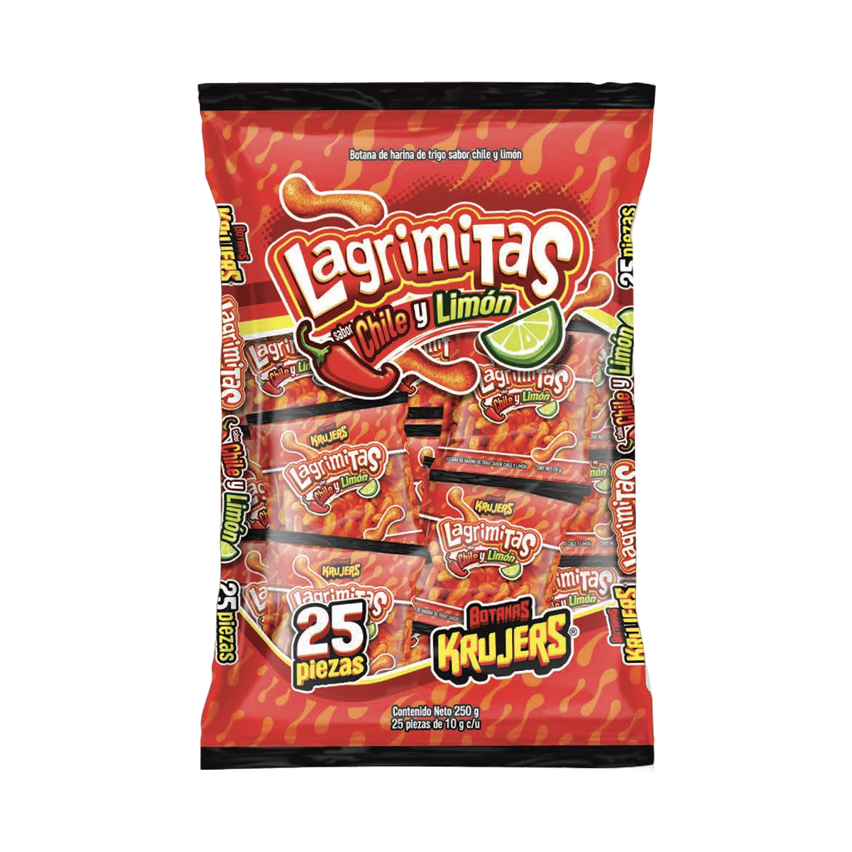 Variedad Botana Krujers Frituras Donitas y Lagrimitas | Paquete 25 pzs Lagrimitas Chile y Limón