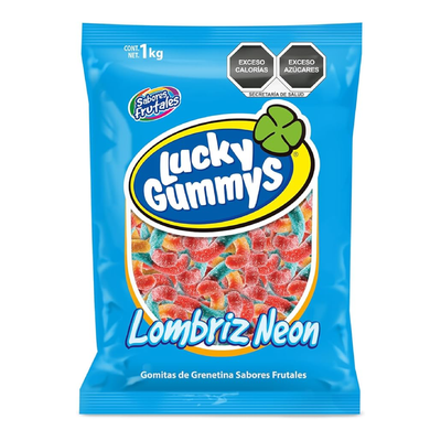 Lucky Gummys 1kg Lombriz Neon | Gomitas de grenetina