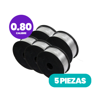 5 Pack Hilo Nylon Sedal Ultralon Calibre 0.80 C/100 Metros