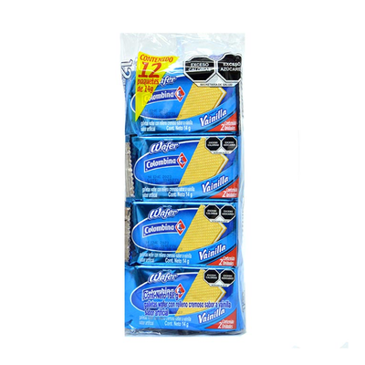 Colombina Wafer Vainilla 12 piezas.