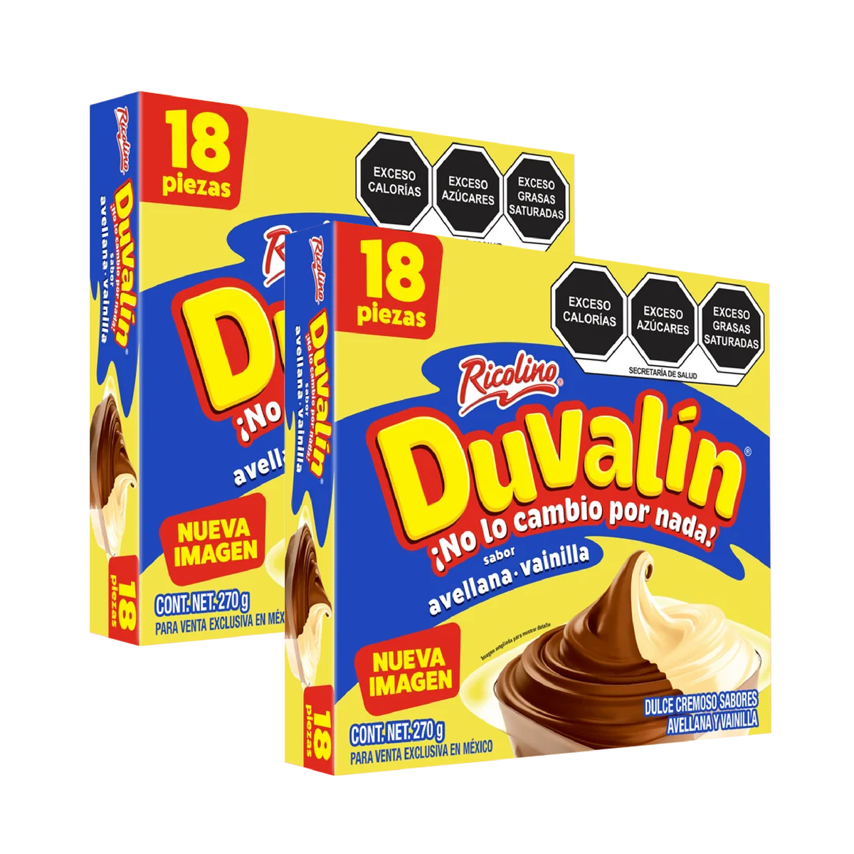 Ricolino Duvalin | Variedad de sabores 2 pack Avellana y vainilla 18 pzs